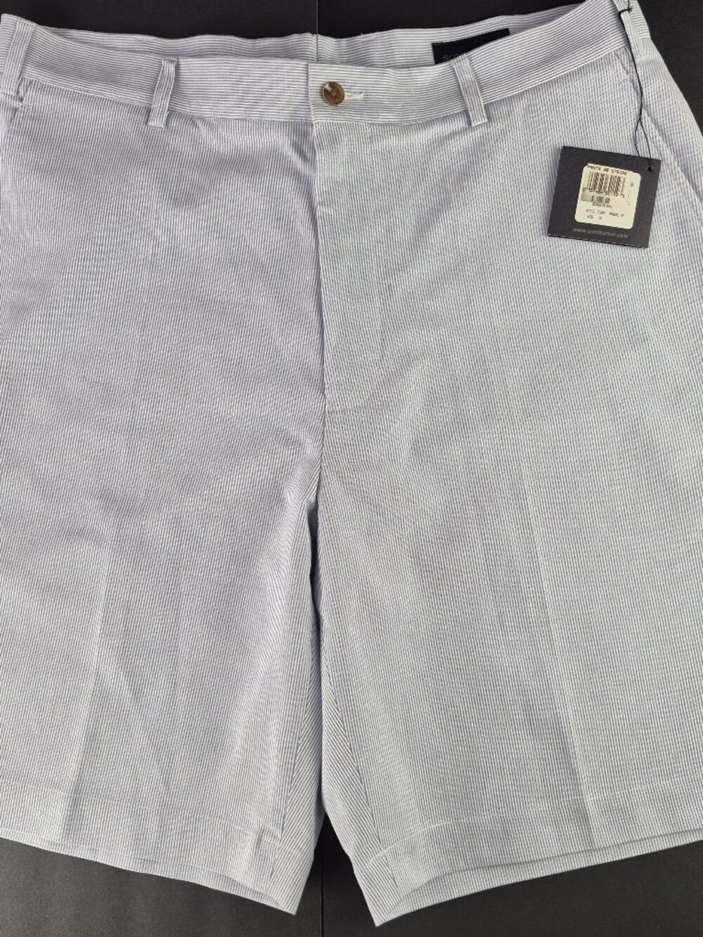NWT Scott Barber Men's Shorts Size 36 - Classic Blue and White Pinstripe